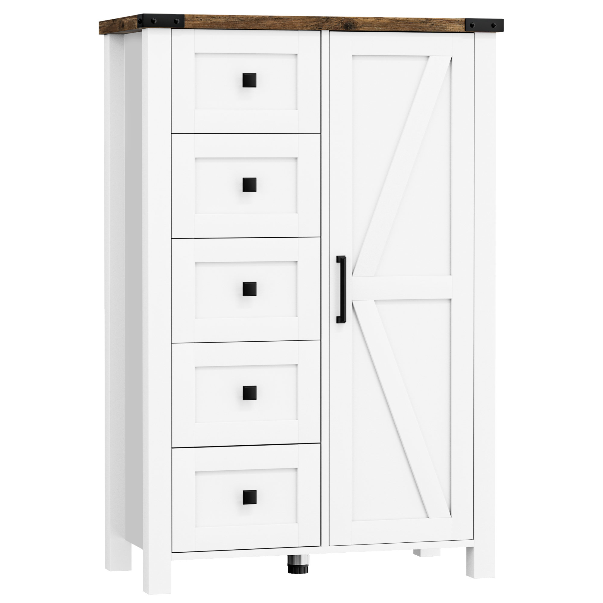 Gracie Oaks 48 Inch Tall Farmhouse Dresser Storage Cabinet Chest